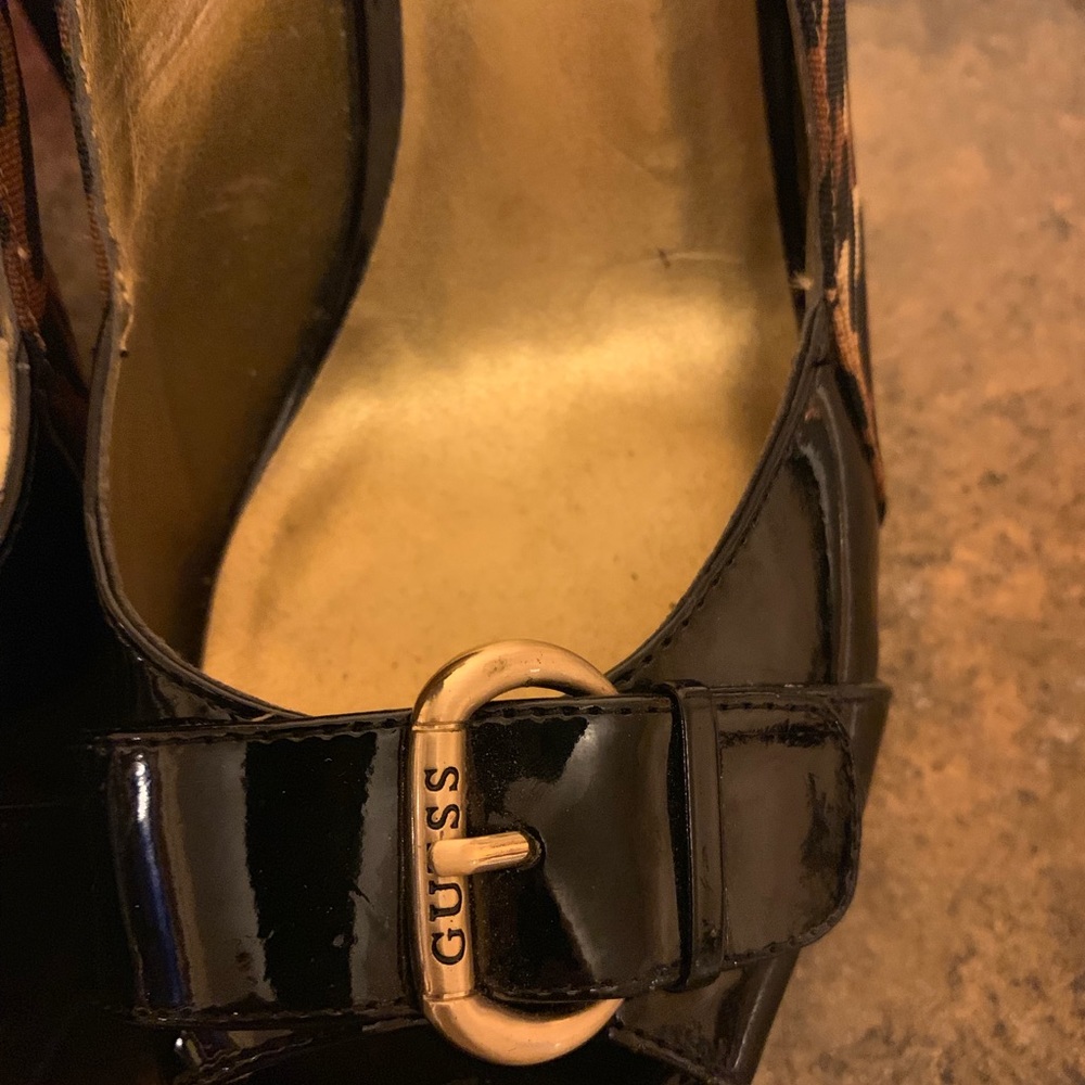 🌈 Guess Platform Leopard Print Peep Toe Heels - Picture 4 of 8